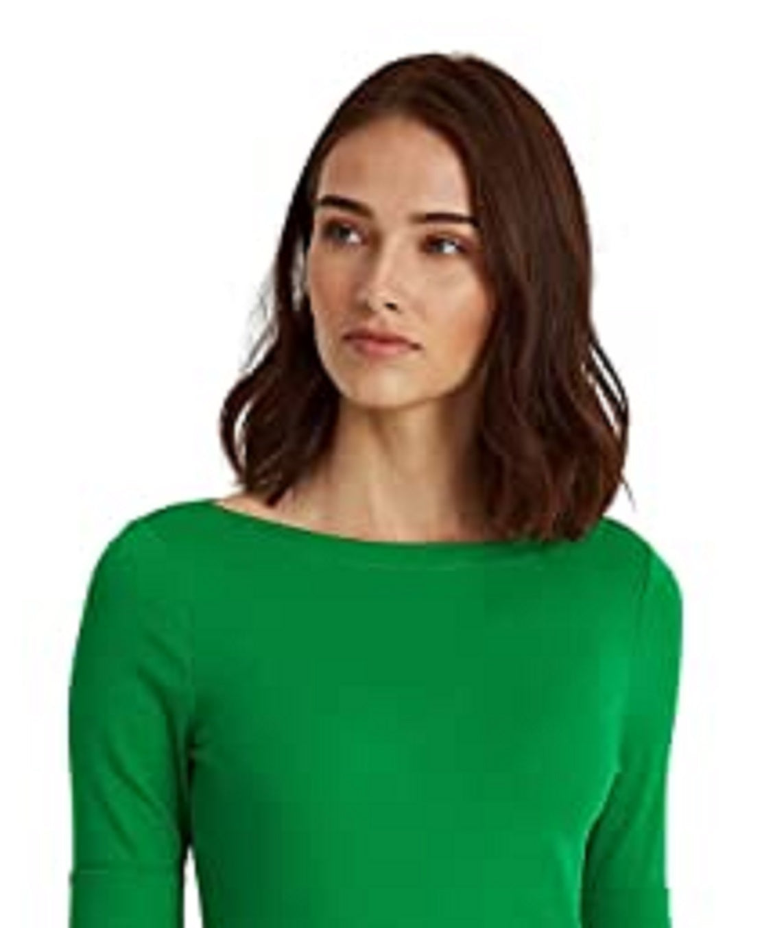 Camiseta Ralph Lauren Feminina de Algodão com Gola Canoa Verde Tamanho Grande