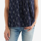Blazer feminino Lucky Brand de algodão estampado com decote em V, azul, tamanho X-S