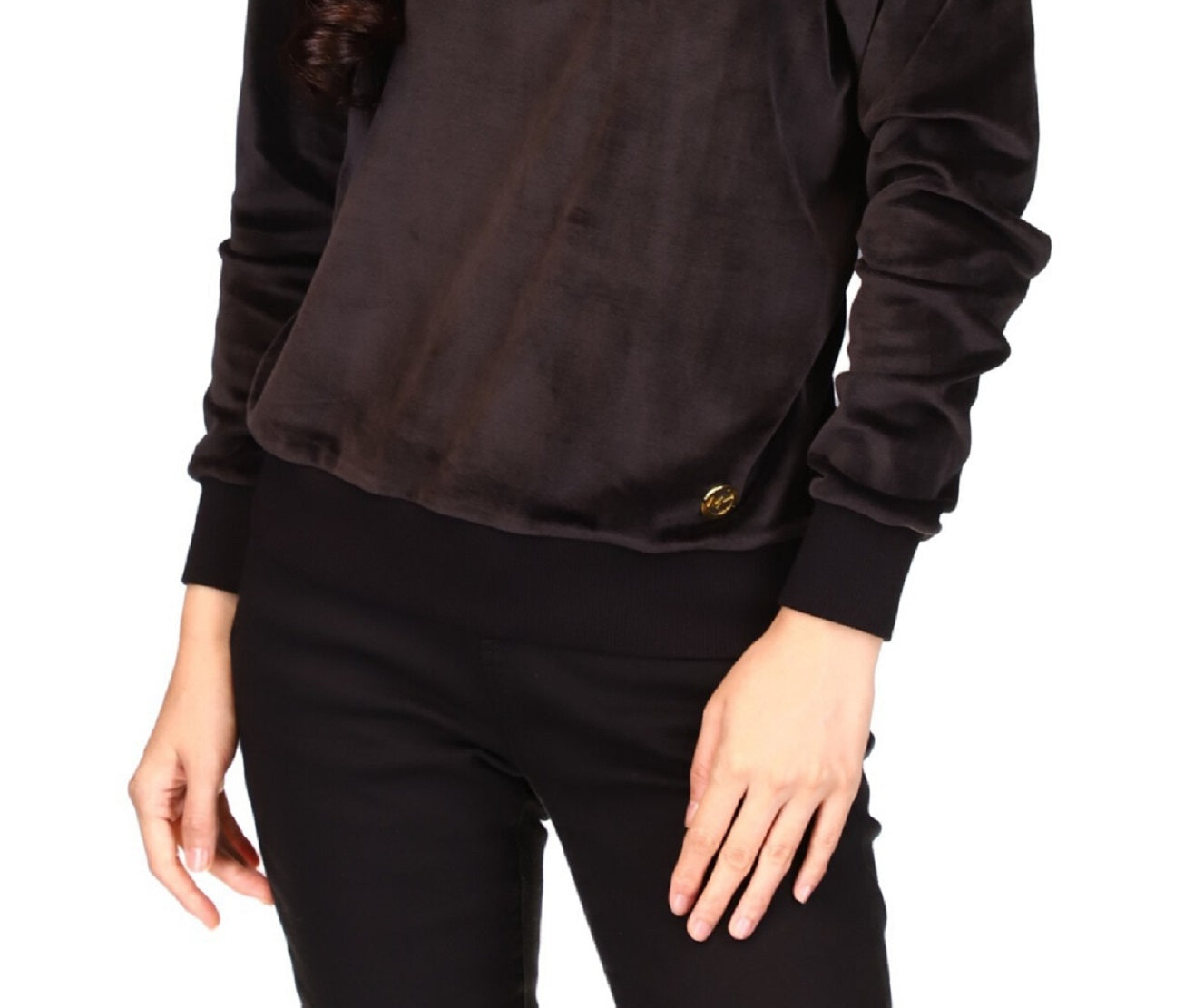 Blusa de veludo tomara que caia Michael Kors feminina, preta, tamanho X-S