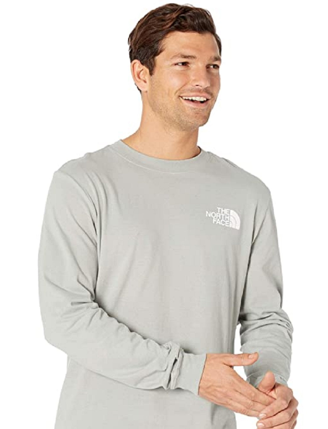 Camiseta The North Face Masculina Ls Box Nse Cinza Tamanho Grande