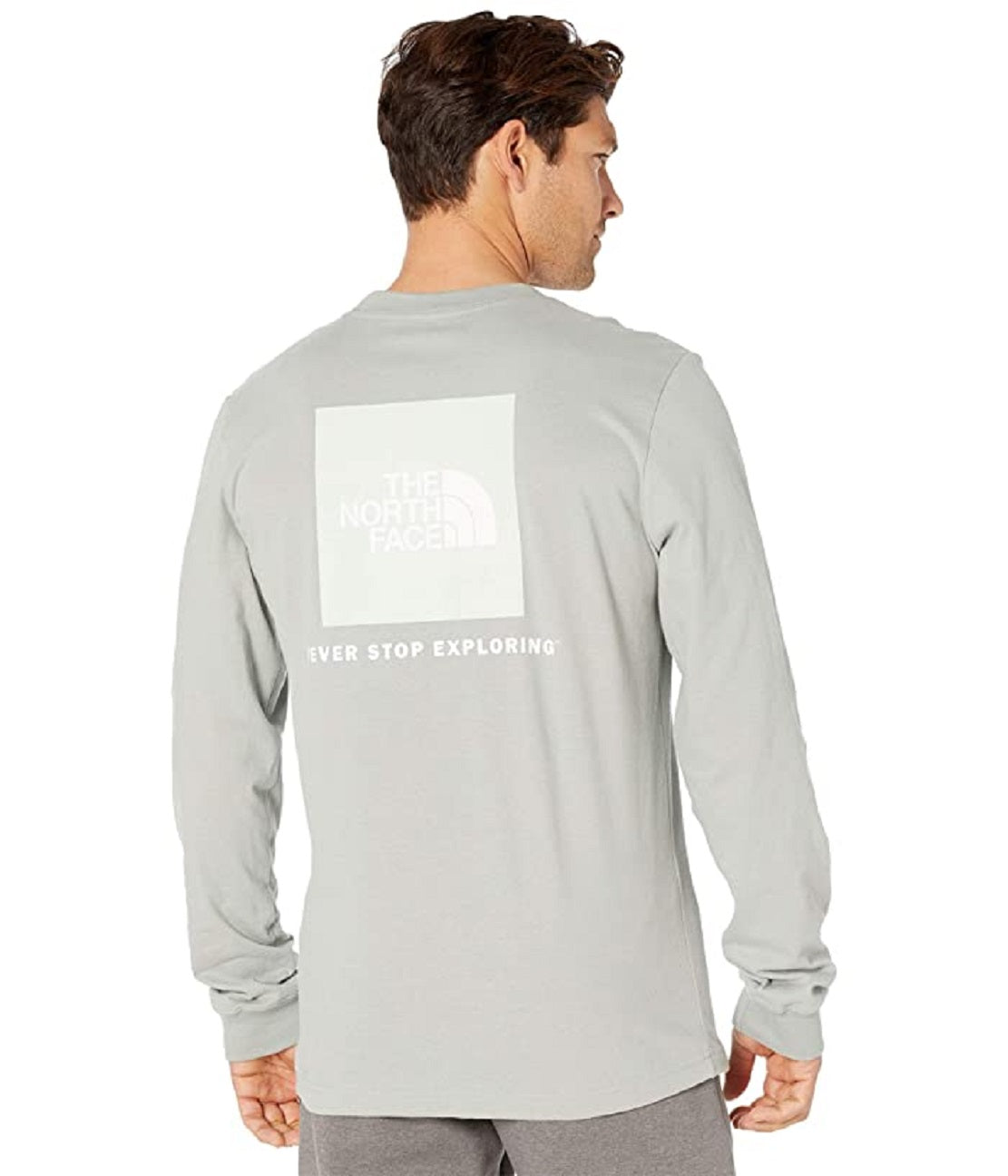 Camiseta The North Face Masculina Ls Box Nse Cinza Tamanho Grande