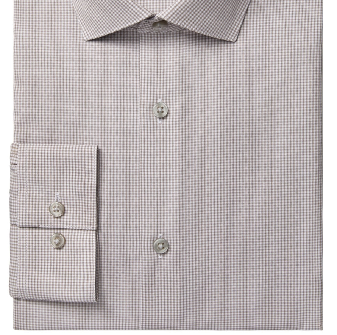 Camisa social masculina Calvin Klein Slim Fit Stretch Modern Check, sem passar, bege, tamanho 16,5 x 34 x 35