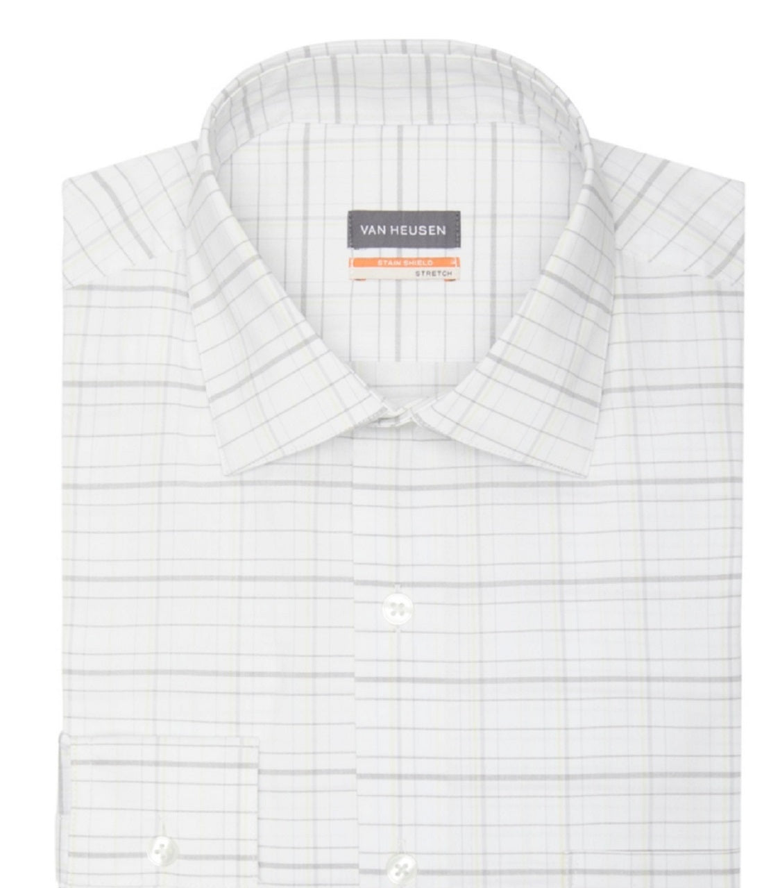 Camisa social masculina Van Heusen Stain Shield Regular Fit, amarela, tamanho 16x34x35