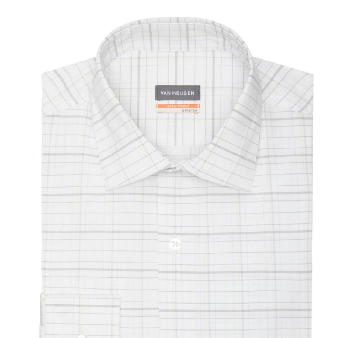 Camisa social masculina Van Heusen Stain Shield Regular Fit, amarela, tamanho 17 x 34 x 35
