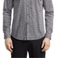 Camisa social Calvin Klein masculina extra slim fit elástica para fora da calça, preta, tamanho médio