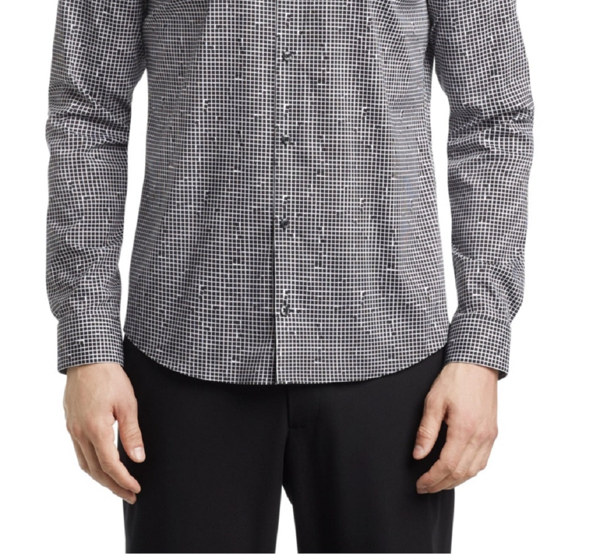 Camisa social Calvin Klein masculina extra slim fit elástica para fora da calça, preta, tamanho médio