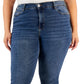Calça jeans feminina com punho rosa da Celebrity, tamanho 18W, azul