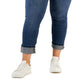 Calça jeans feminina com punho rosa da Celebrity, tamanho 18W, azul