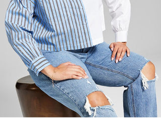 E agora este top feminino de algodão bicolor azul tamanho 3X