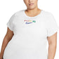 Camiseta Nike Dri Fit Rainbow com logotipo bordado, branca, tamanho 2X