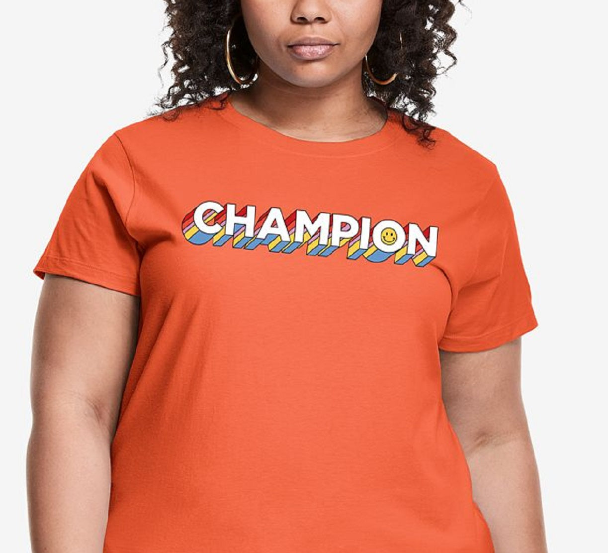 Camiseta Champion Classic Graphic Feminina Laranja Tamanho 1X