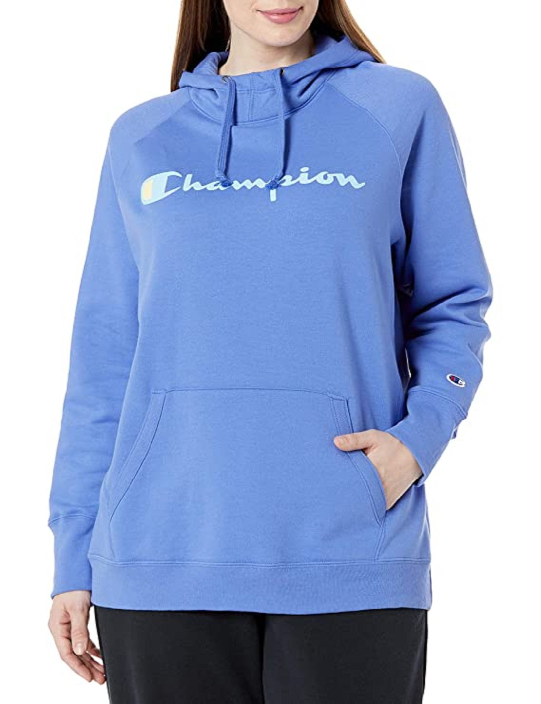 Moletom com capuz Champion Powerblend Logo Feminino Azul Tamanho 2X