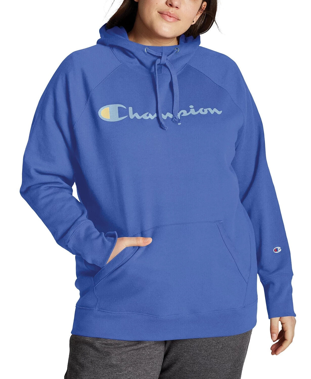 Moletom com capuz Champion Powerblend Logo Feminino Azul Tamanho 3X