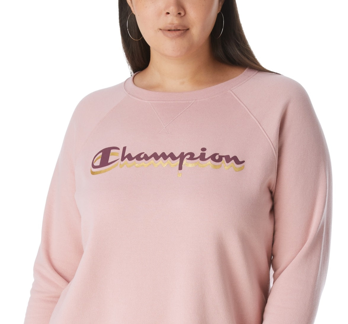 Moletom Champion Plus Powerblend Logo Boyfriend Feminino Rosa Tamanho 1X