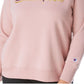 Moletom com estampa de logotipo Champion feminino, rosa, tamanho 3X