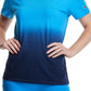 Camiseta feminina Champion Cotton Dip Dyed Relaxed, azul, tamanho X-S