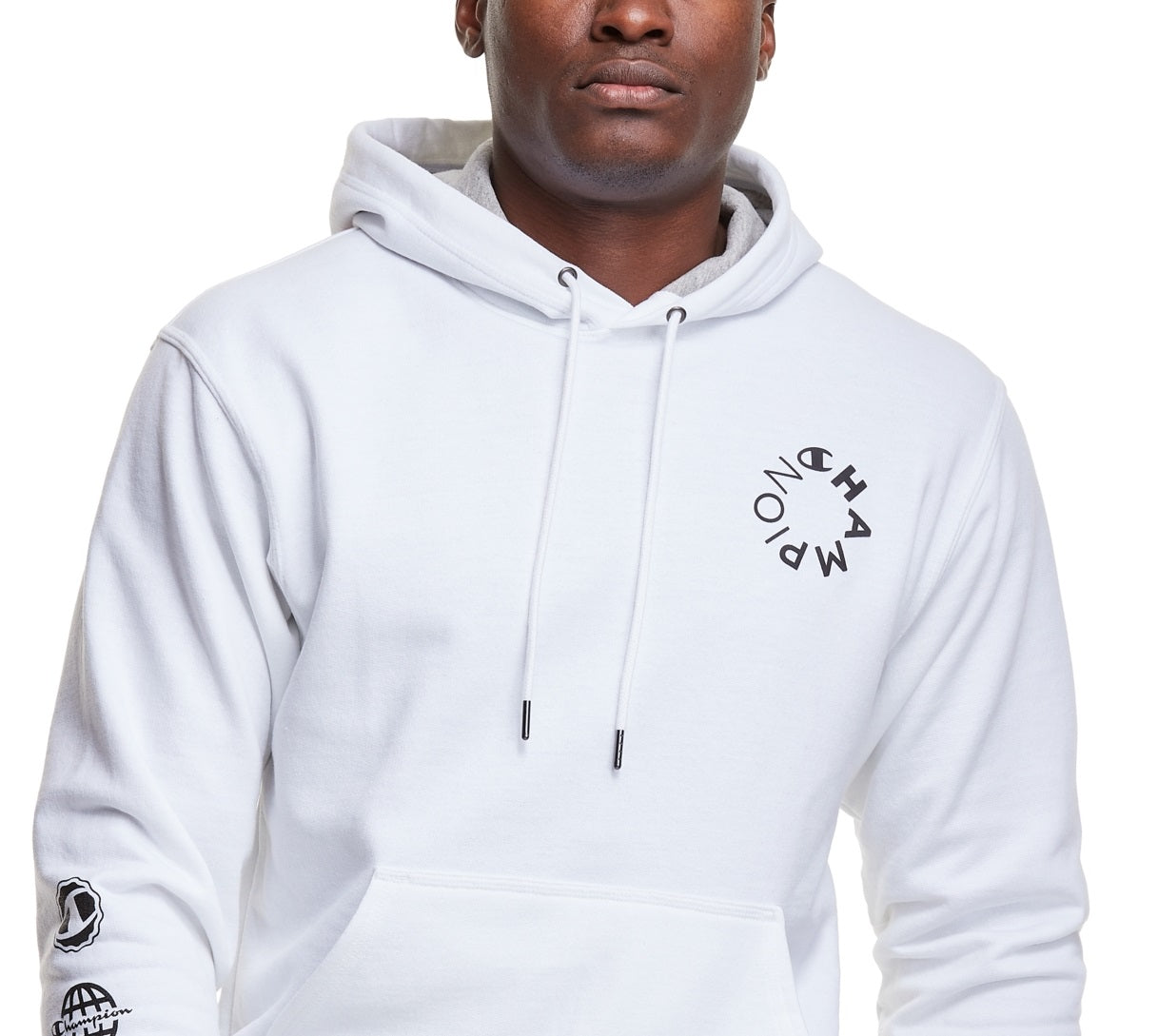 Moletom com capuz Champion Powerblend Graphic Masculino, branco, tamanho médio