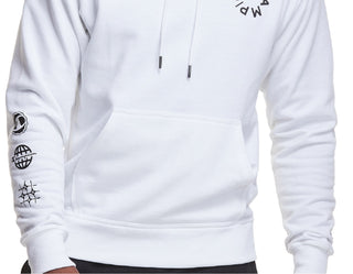 Moletom com capuz Champion Powerblend Graphic Masculino, branco, tamanho médio