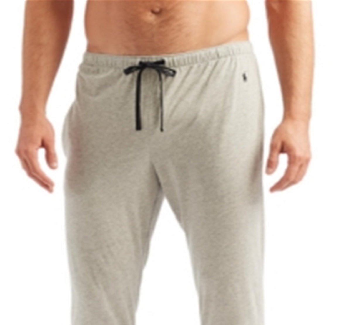 Calça de moletom masculina Polo Ralph Lauren com bolsos canelados e malha canelada, tamanho grande, cinza