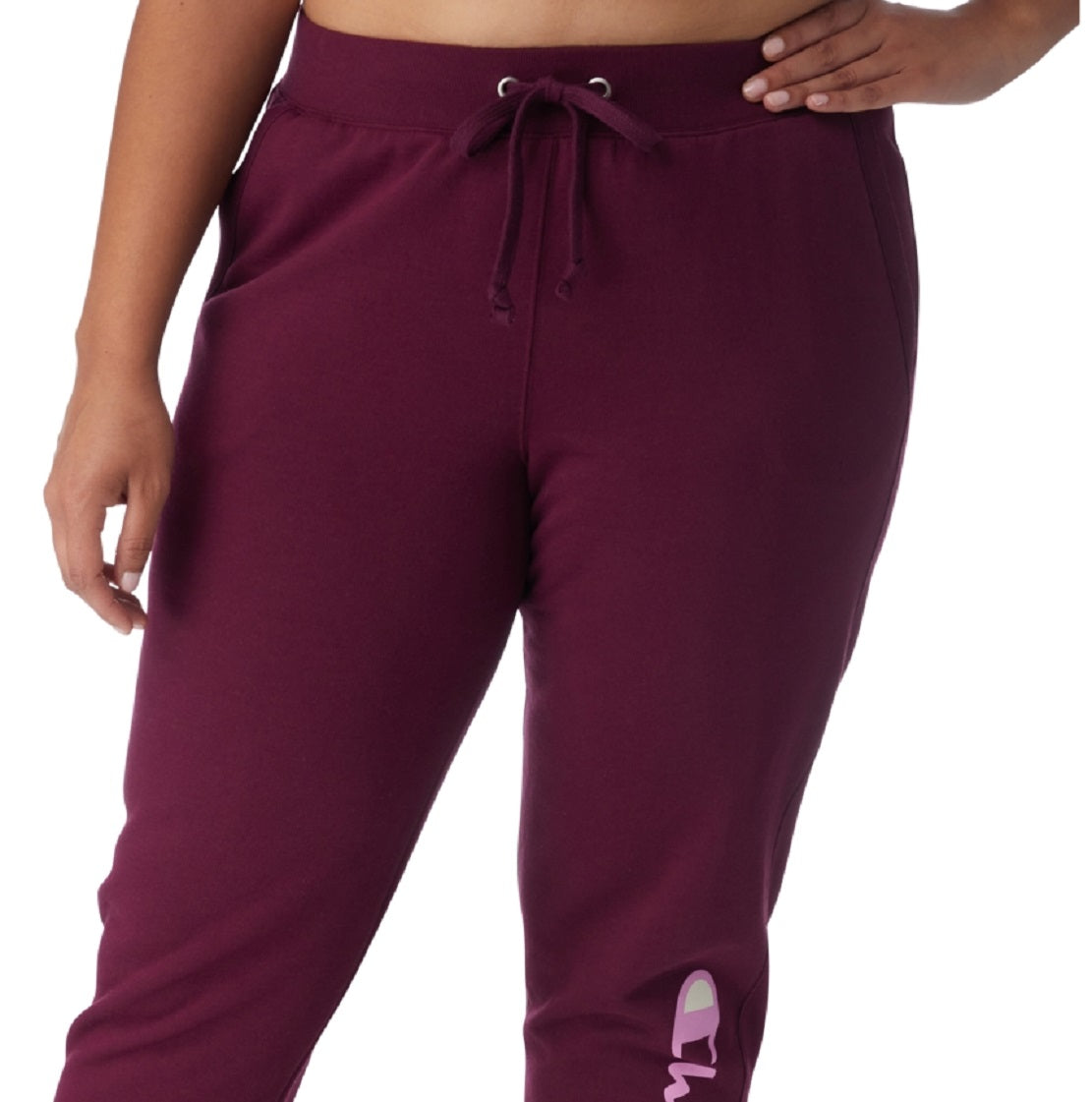 Calça de moletom feminina Champion Plus Powerblend canelada roxa tamanho 2X