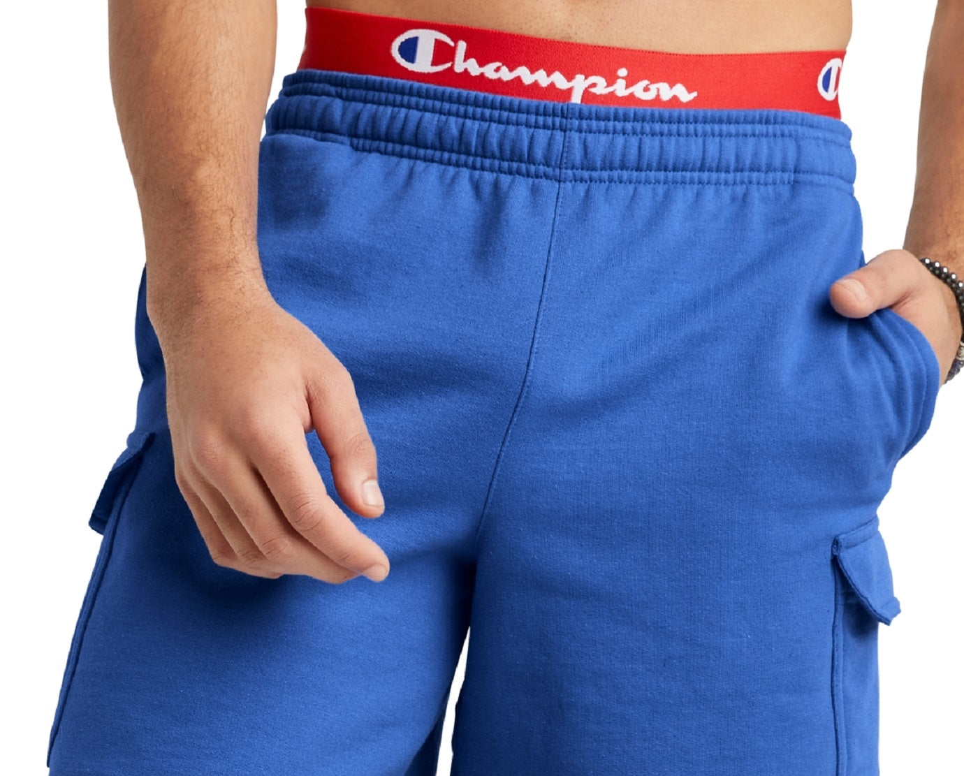 Bermuda cargo Champion Powerblend masculina, azul, tamanho pequeno