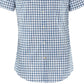 Camisa Barbour Masculina Fit Check Algodão Manga Curta Botão Azul Tamanho Grande