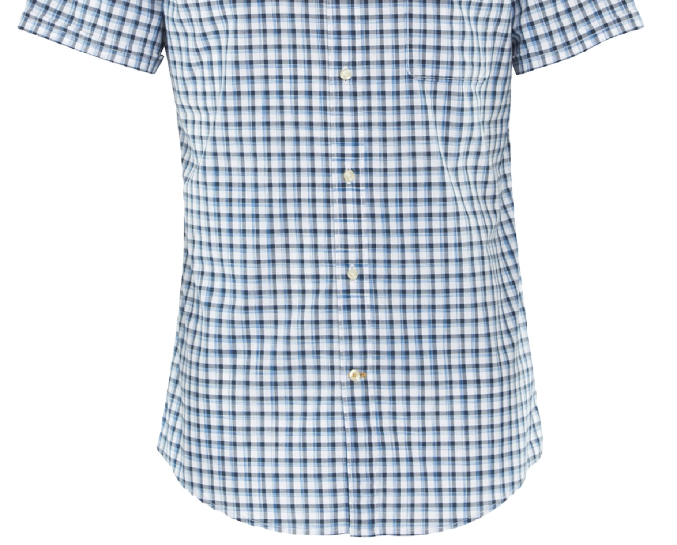 Camisa Barbour Masculina Fit Check Algodão Manga Curta Botão Azul Tamanho Grande