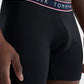Cuecas boxer masculinas Tommy Hilfiger, pacote com 3, elásticas e absorventes de umidade, pretas, tamanho médio