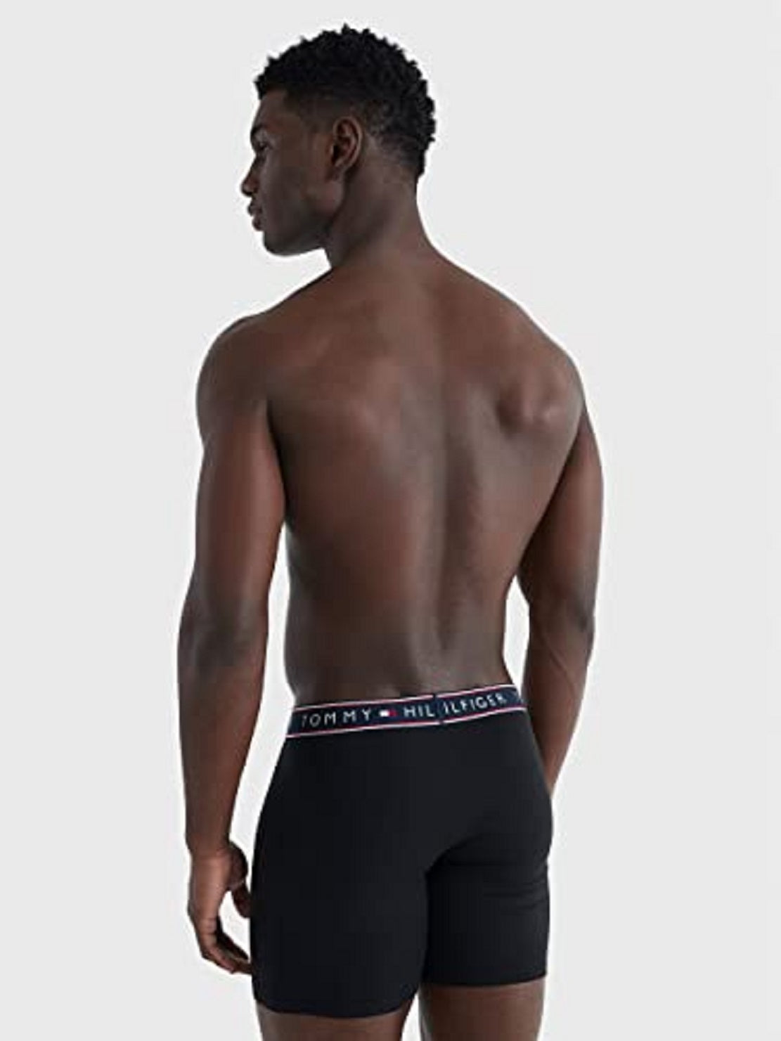 Cuecas boxer masculinas Tommy Hilfiger, pacote com 3, elásticas e absorventes de umidade, pretas, tamanho médio