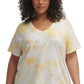 Camiseta Calvin Klein Feminina Stretch Gola V Active Wear Laranja Tamanho 2X