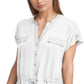 Blusa Calvin Klein Feminina com Botões Frontais e Acabamento Contrastado, Branca, Tamanho X-G