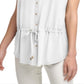 Blusa Calvin Klein Feminina com Botões Frontais e Acabamento Contrastado, Branca, Tamanho X-G