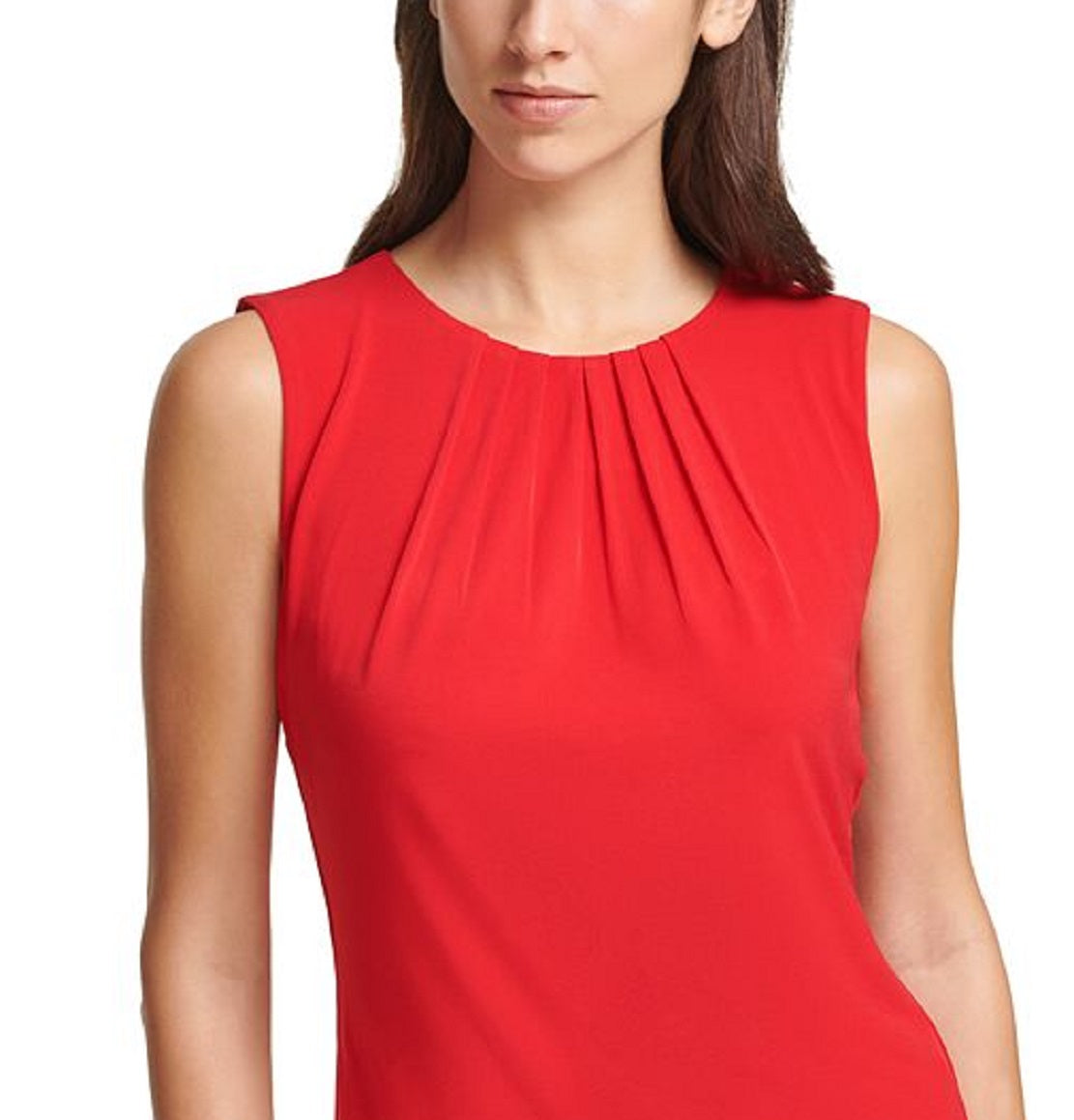 Blusa plissada sem mangas Calvin Klein feminina vermelha tamanho pequeno X-S