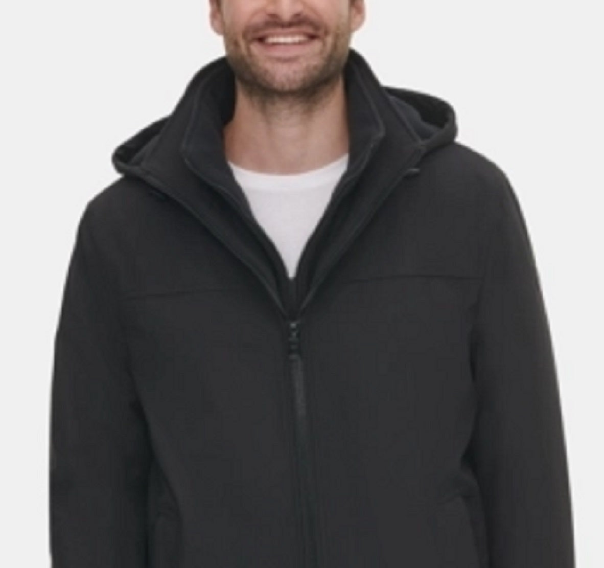 Jaqueta Calvin Klein Infinite Stretch Masculina com Babador Forrado em Lã Polar Preta Tamanho Grande