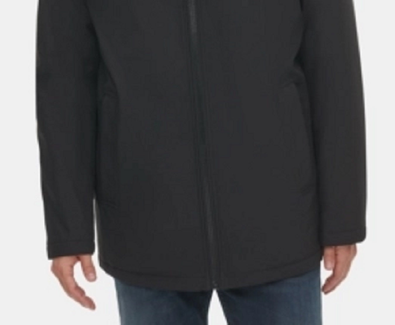 Jaqueta Calvin Klein Infinite Stretch Masculina com Babador Forrado em Lã Polar Preta Tamanho Grande
