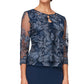 Alex Evenings Jaqueta Mock Feminina Vestido Midi Azul Tamanho 14