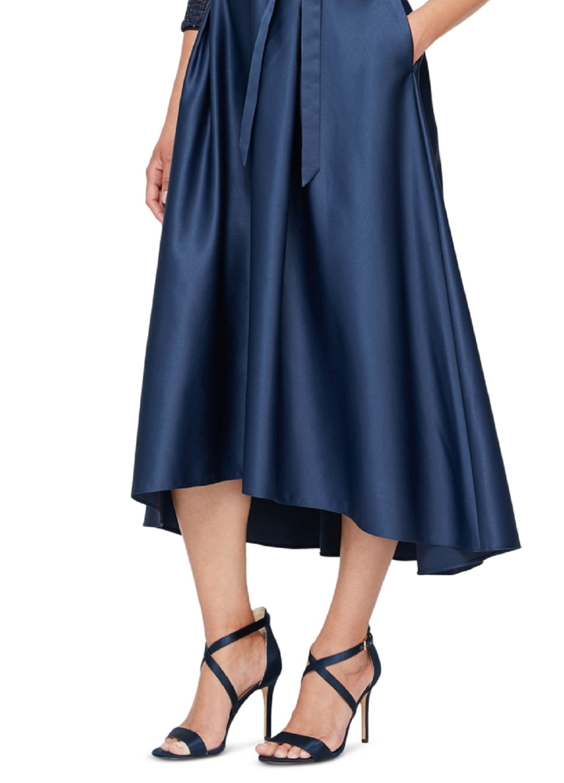 Vestido midi feminino Alex Evenings com corpete de lantejoulas, azul, tamanho 6