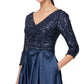 Vestido midi feminino Alex Evenings com lantejoulas e cetim, azul, tamanho 18