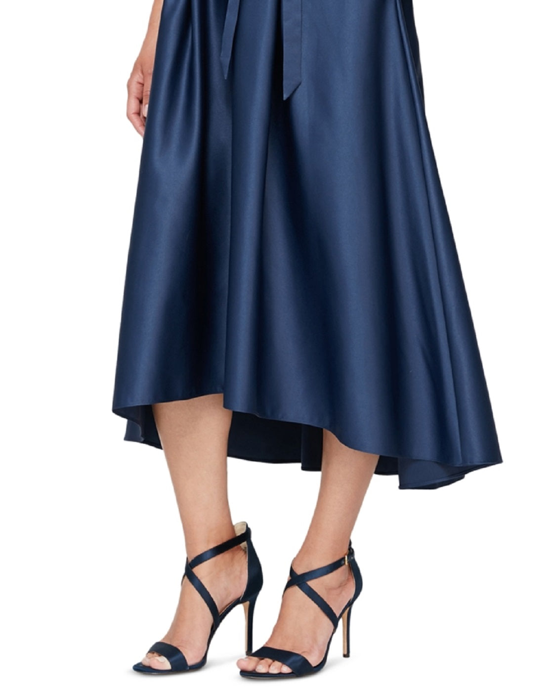 Vestido midi feminino Alex Evenings com lantejoulas e cetim, azul, tamanho 18