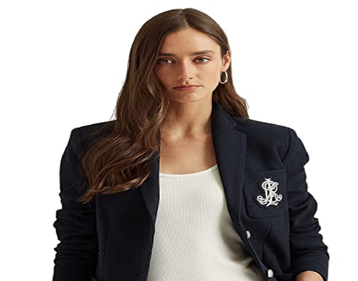 Ralph Lauren Blazer Feminino com Patch Jacquard Azul Tamanho P