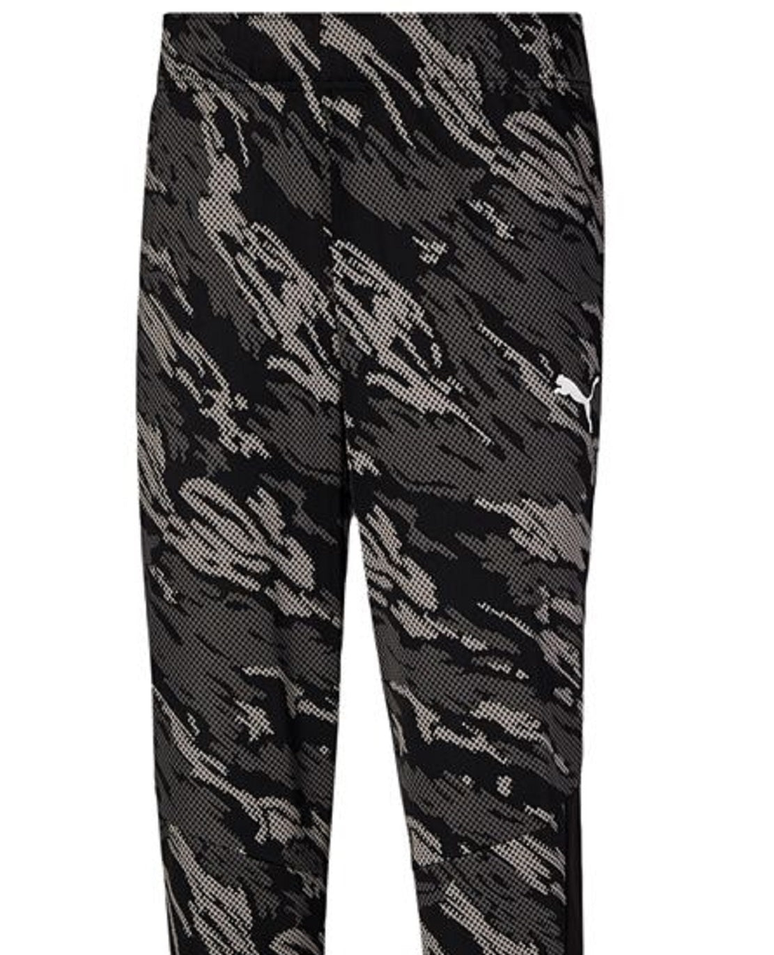 Calça de malha camuflada masculina Puma, preta, tamanho pequeno