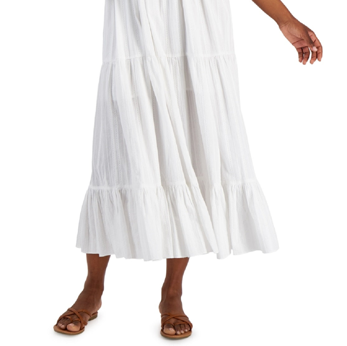 Vestido feminino Tommy Hilfiger xadrez sem mangas, tamanho XG, branco