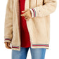 Jaqueta de lã com capuz feminina Tommy Hilfiger marrom tamanho médio