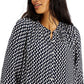 Tommy Hilfiger Blusa Feminina Floral Manga Bispo Azul Tamanho P