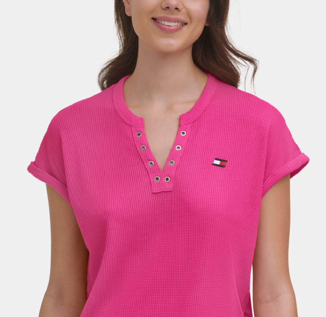 Camiseta Tommy Hilfiger Feminina Split Rosa Tamanho P