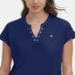 Camiseta feminina Tommy Hilfiger Waffle Knit Azul Tamanho XS