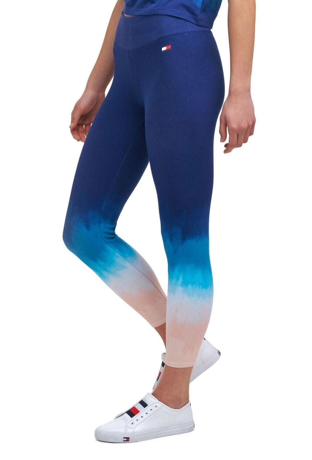 Leggings femininas Tommy Hilfiger Sport Ombre Length Azul Tamanho X-S