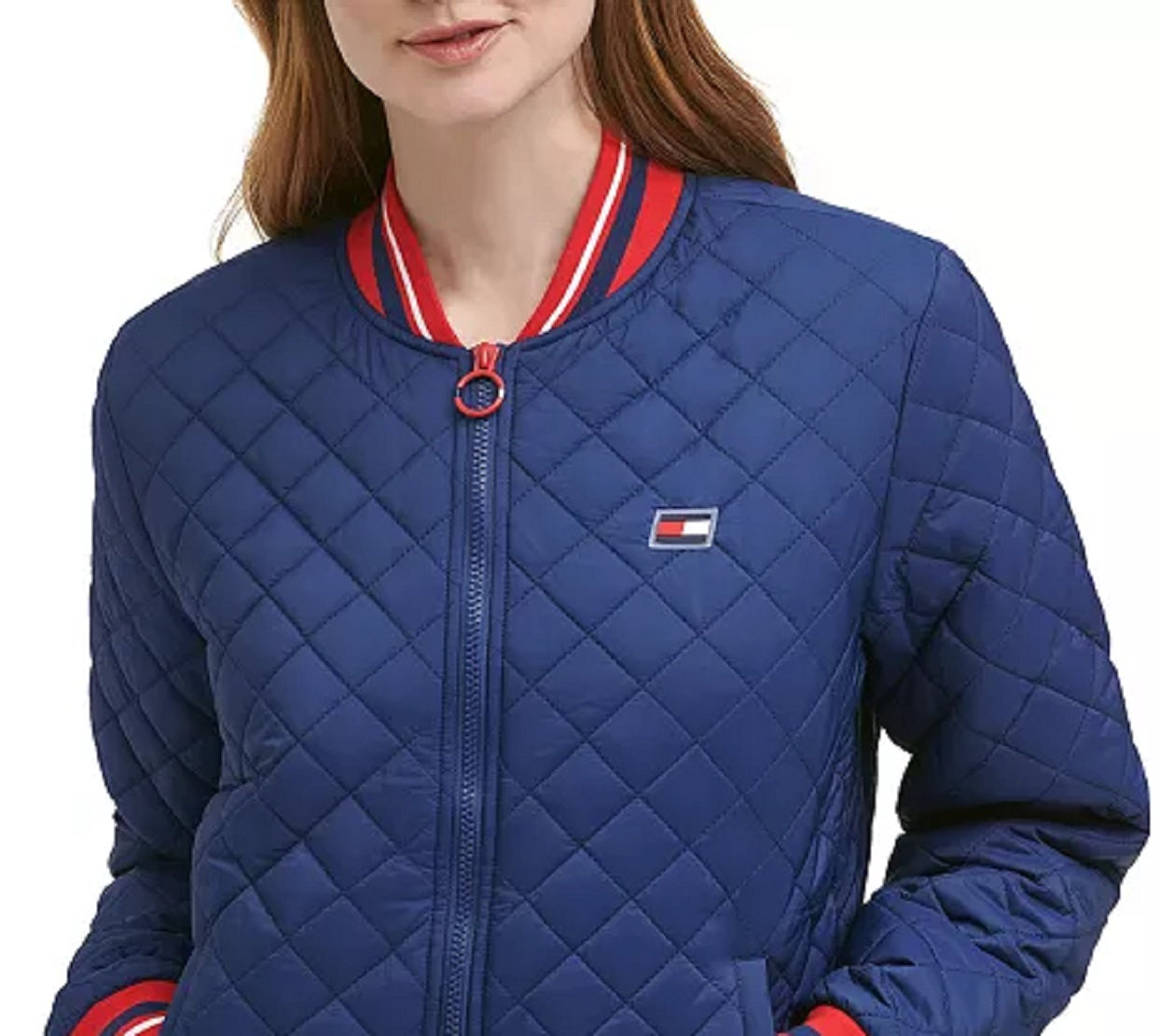 Jaqueta bomber acolchoada feminina Tommy Hilfiger azul tamanho extragrande