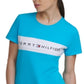 Camiseta Tommy Hilfiger Sport Colorblocked Logo Feminina Azul Tamanho Médio