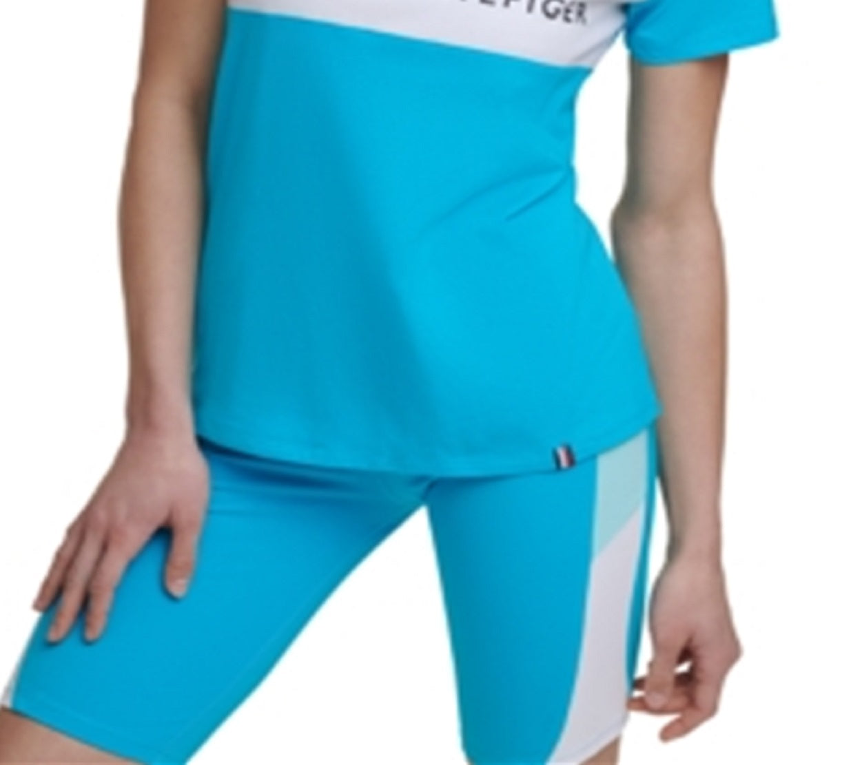 Camiseta Tommy Hilfiger Sport Colorblocked Logo Feminina Azul Tamanho Médio